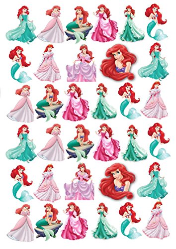 Kuchen-, Backwarendekoration aus Esspapier mit Disneys „Arielle, die Meerjungfrau“, stehende Figuren, 34 Stück von Ediblecakedecorations