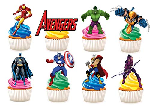 30 x Marvel Super Heroes Avengers Stand Up Essbare Papier Cupcake Topper Kuchen Dekorationen von Ediblecakedecorations