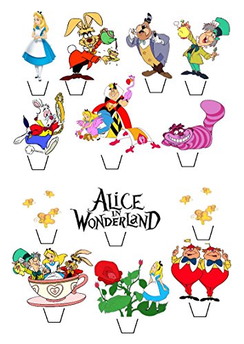 Ediblecakedecorations Kuchendekoration aus Esspapier, Motiv: Alice im Wunderland, 13 Stück, Pastellfarben Ediblecakedecorations Kuchendekoration aus Esspapier, Motiv: Alice im Wunderland, 13 Stück, Pastellfarben von Ediblecakedecorations