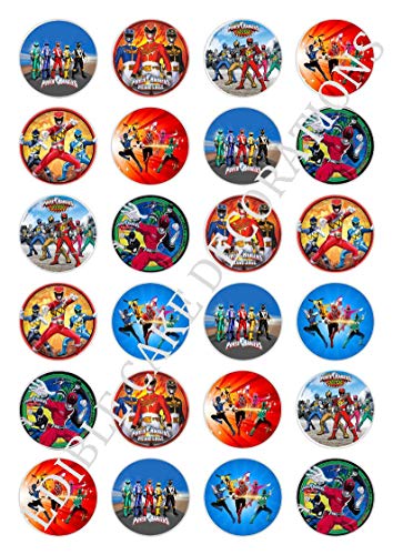 Tortendekoration aus Esspapier mit Motiven aus Power Rangers Celebration, für Cupcakes, 24 Stück von Ediblecakedecorations