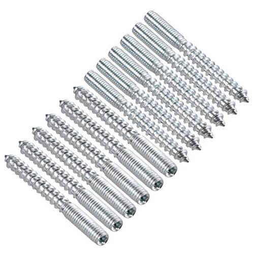 Edinstry Doppelendgewinde-Dübelschrauben aus Karbonstahl, selbstschneidende Schrauben, Stockschrauben, Holzgelenk, Möbelbeine, M6 x 60 mm, 12 Stück von Edinstry