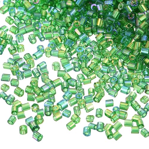 Edinstry Glasperlen, Mini-Röhrchen, lose Perlen, Glasperlen, Abstandshalter, Perlen für DIY-Armbänder und Halsketten, Schmuckherstellung, Großpackung, Dunkelgrün, 1,5 x 1,5 mm, 1400 Stück von Edinstry