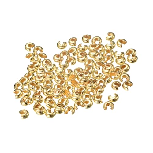 Edinstry Quetschperlen-Abdeckungen, rund, offene Knoten, für Schmuckherstellung, DIY, Perlenzubehör, Gold, 4 x 3,5 mm, 200 Stück Edinstry Quetschperlen-Abdeckungen, rund, offene Knoten, für Schmuckherstellung, DIY, Perlenzubehör, Gold, 4 x 3,5 mm, 200 Stück von Edinstry