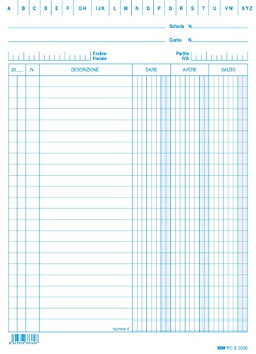 EDIPRO - E3336BL - 100 Karteikarten Pfund/Have/Saldo blau f.to 21x15 von Edipro