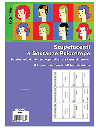 EDIPRO - E5857 - Rückgabeblock aus Krankenhäusern für Drogen und psychotrope Substanzen mit 3 nummerierten Abschnitten 50 Blatt f.to 22x29,7 von Edipro