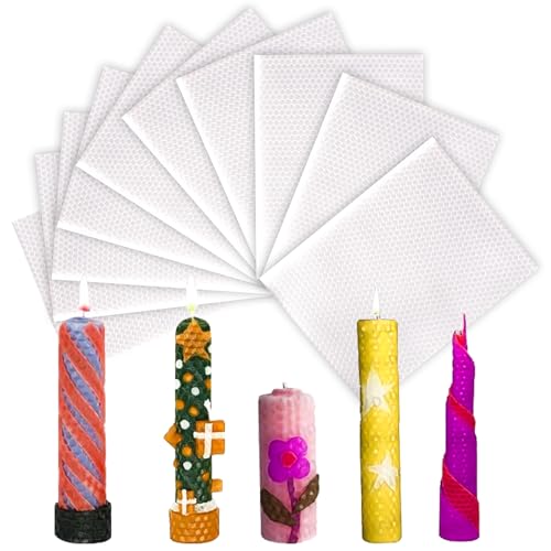 Editbar 20 Stück Bienenwachs Kerzen,20 * 15cm Bienenwachsplatten Für Kerzen,（Weiß）Bienenwachskerzen,Naturprodukte,Machen Sie Ihre Eigenen Kerzen,Zur Kerzenherstellung,Basteln,Weihnachtskerzen von Editbar