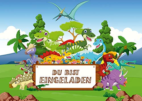 Edition Colibri 10 Dinosaurier-Einladungen zum Kindergeburtstag für Mädchen und Jungen: 10-er Set Einladungskarten zum Kinder-Geburtstag oder ins Museum (11049) von Edition Colibri