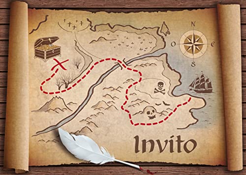 10 Einladungen zur Geburtstagsparty / Schatzsuche / Piratenparty / Kindergeburtstag / in italienischer Sprache von Edition COLIBRI (10727 IT) von Edition Colibri