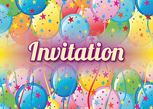 10 Einladungskarten Luftballons bunt auf Französisch für einen Kindergeburtstag oder eine Ballonparty (10974 FR) von Edition Colibri
