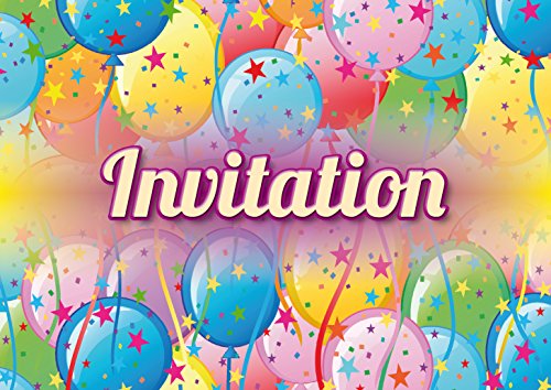 10 Einladungskarten Luftballons bunt auf Französisch für Geburtstagseinladung, Kindergeburtstag oder Ballonparty (10974 FR) von Edition Colibri