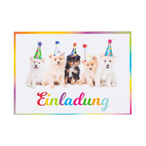 EDITION COLIBRI 10 Einladungskarten Party - HUNDE: Geburtstagseinladungen mit jungen Hunden/Welpen für Kindergeburtstage von Mädchen und Jungen (11077DE) von Edition Colibri