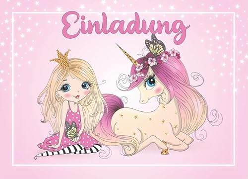 EDITION COLIBRI 10 Prinzessin-Einladungen mit Einhorn "PRETTY IN PINK" : Geburtstagseinladungen für Mädchen zum Kindergeburtstag (11127) von Edition Colibri