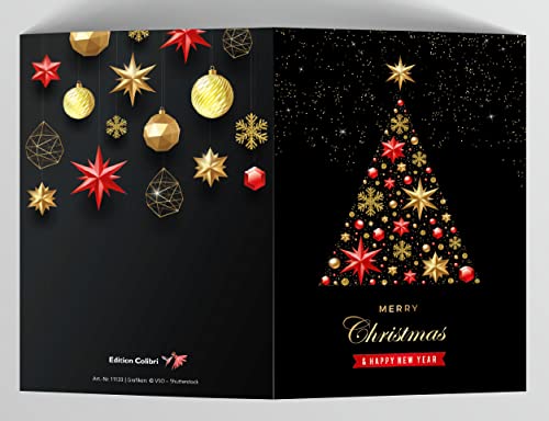 10 Weihnachtskarten "FESTLICHER WEIHNACHTSBAUM" mit Umschlag/Kuvert - 10 St. elegante Klappkarten mit Christbaum-Motiv im Set mit passenden Umschlägen (11133) von Edition Colibri