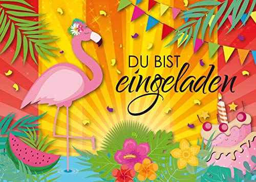 Edition Colibri 10 Flamingo-Einladungen: Geburtstagseinladungen Kinder, Mädchen/Jungen, 10-er Set, Sommerparty/Gartenparty, Aloha, Einladungskarten zum Kindergeburtstag (11050) von Edition Colibri