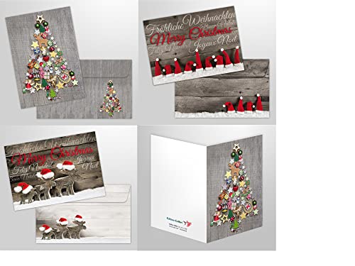 15 Weihnachts-Klappkarten mit Umschlägen; 3 verschiedene Motive je 5 Stück; 15 nostalgische Weihnachtskarten im Set mit passenden Umschlägen (11002-4) von Edition Colibri