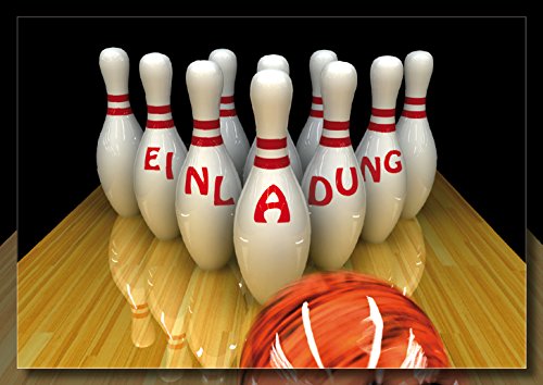EDITION COLIBRI 10 Bowling-Einladungen: Geburtstagseinladungen Kinder, Mädchen/Jungen, 10-er Set, Bowling-Einladungskarten zum Kindergeburtstag oder zum Bowling/Kegel-Abend (10961) von Edition Colibri