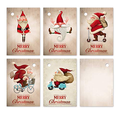 EDITION COLIBRI 25 Geschenkanhänger Weihnachten: Lustige Weihnachtsmänner, Etiketten Anhänger, Tags, Anhängeschilder, Dekorieren, Geschenke, Tannenbaumschmuck, Weihnachtsdeko aus Papier (Set 1) von Edition Colibri