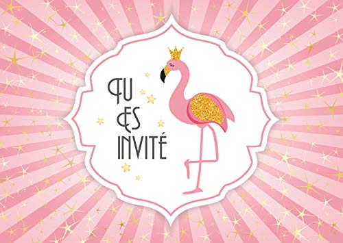 Edition Colibri 10 Einladungen auf Französisch, Flamingo, Rosa, 10 Einladungskarten für einen Geburtstag von Mädchen (11006 FR) von Edition Colibri