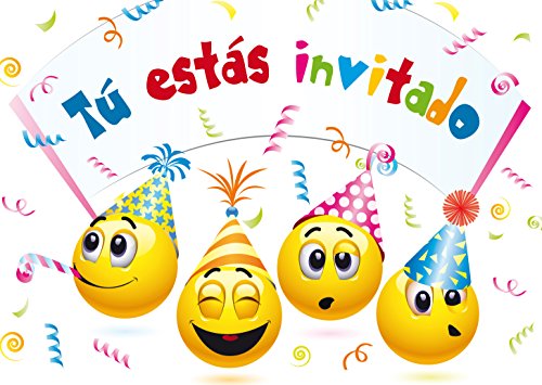 Edition Colibri 10 Einladungen zum Kindergeburtstag "EMOTICONOS": Set mit 10 lustigen Smiley-Einladungen (10719 ES) von Edition Colibri