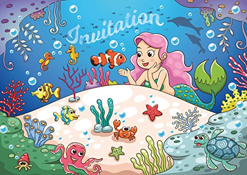 Edition Colibri 10 Einladungskarten "Die kleine Meerjungfrau auf Französisch für Mädchen Geburtstag oder Poolparty (10965) von Edition Colibri