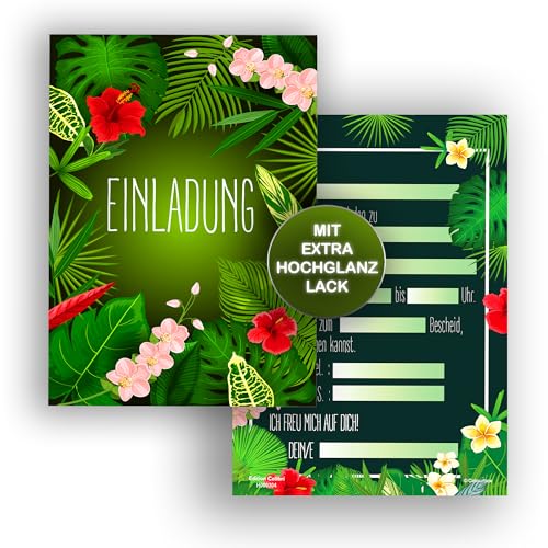 Edition Colibri 10 Einladungskarten Dschungelparty, Sommerparty, Tropen-Mottoparty, Einladung Grillen, BBQ, Gartenfeier, A6, Partyeinladung von Edition Colibri
