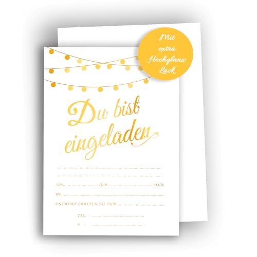 Edition Colibri 10 Einladungskarten Geburtstag, Hochzeit Party, Einladung Geburtstag, Jubiläum edel, hochwertig, gold, A6 von Edition Colibri