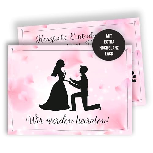 Edition Colibri 10 Einladungskarten Hochzeit - Einladungskarte zur Hochzeitsfeier, Set, Einladung Hochzeit, Trauung, Brautpaar, Liebe, Hochzeitskarte, pink, A6 von Edition Colibri