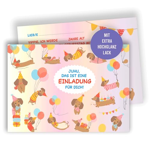 Edition Colibri 10 Einladungskarten Kindergeburtstag A6 – Dackel Party, lustige Hunde-Einladungen für Jungen & Mädchen, bunt & fröhlich Edition Colibri 10 Einladungskarten Kindergeburtstag A6 – Dackel Party, lustige Hunde-Einladungen für Jungen & Mädchen, bunt & fröhlich von Edition Colibri
