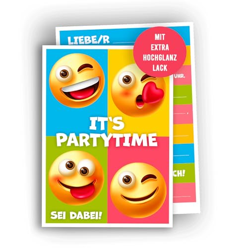 Edition Colibri 10 Einladungskarten Kindergeburtstag A6 – Emoji Party, lustige Einladungen für Jungen & Mädchen, bunte Smileys im Comic-Stil Edition Colibri 10 Einladungskarten Kindergeburtstag A6 – Emoji Party, lustige Einladungen für Jungen & Mädchen, bunte Smileys im Comic-Stil von Edition Colibri