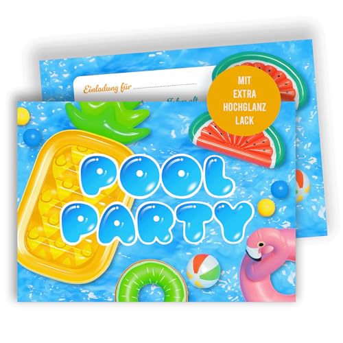 Edition Colibri 10 Einladungskarten Kindergeburtstag A6 – Poolparty Einladungen, Sommer Design mit Luftmatratzen & Wasserball, bunt & lustig Edition Colibri 10 Einladungskarten Kindergeburtstag A6 – Poolparty Einladungen, Sommer Design mit Luftmatratzen & Wasserball, bunt & lustig von Edition Colibri