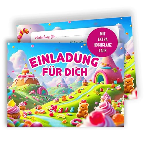 Edition Colibri 10 Einladungskarten Kindergeburtstag A6 – Süßigkeiten Party, Candyland Design, bunte Einladungen für Mädchen & Jungen Edition Colibri 10 Einladungskarten Kindergeburtstag A6 – Süßigkeiten Party, Candyland Design, bunte Einladungen für Mädchen & Jungen von Edition Colibri