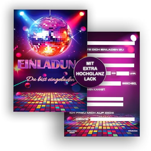 Edition Colibri 10 Einladungskarten Kindergeburtstag Disco, A6, Disco-Party, 80er- und 90er-Jahre Party, Einladung zum Geburtstag Edition Colibri 10 Einladungskarten Kindergeburtstag Disco, A6, Disco-Party, 80er- und 90er-Jahre Party, Einladung zum Geburtstag von Edition Colibri