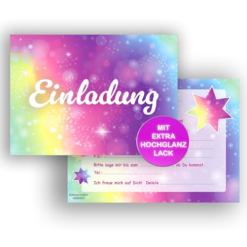 Edition Colibri 10 Einladungskarten Kindergeburtstag Glitzer Sterne, A6, Einladungskarte rosa/pink, Einladung zum Geburtstag Mädchen, Party Edition Colibri 10 Einladungskarten Kindergeburtstag Glitzer Sterne, A6, Einladungskarte rosa/pink, Einladung zum Geburtstag Mädchen, Party von Edition Colibri