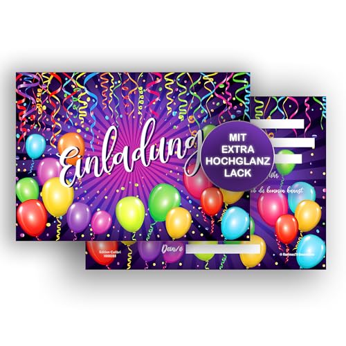 Edition Colibri 10 Einladungskarten Kindergeburtstag Luftballons, A6, Partyeinladung für Geburtstag, Einladung Junge und Mädchen von Edition Colibri