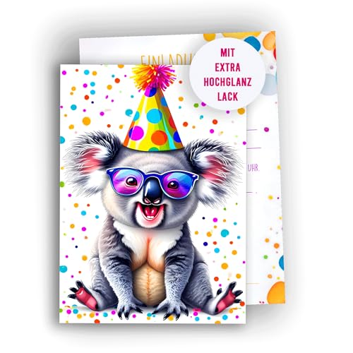 Edition Colibri 10 Einladungskarten Kindergeburtstag Mädchen und Junge, Tier Geburtstag, lustige Einladungen, Koala, Einladungskarten Teenager, A6 Edition Colibri 10 Einladungskarten Kindergeburtstag Mädchen und Junge, Tier Geburtstag, lustige Einladungen, Koala, Einladungskarten Teenager, A6 von Edition Colibri