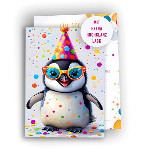 Edition Colibri 10 Einladungskarten Kindergeburtstag Mädchen und Junge, Tier Geburtstag, lustige Einladungen, Pinguin, Einladungskarten Teenager, A6 Edition Colibri 10 Einladungskarten Kindergeburtstag Mädchen und Junge, Tier Geburtstag, lustige Einladungen, Pinguin, Einladungskarten Teenager, A6 von Edition Colibri