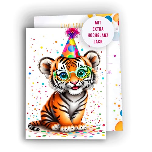 Edition Colibri 10 Einladungskarten Kindergeburtstag Mädchen und Junge, Tier Geburtstag, lustige Einladungen, Tiger, Einladungskarten Teenager, A6 Edition Colibri 10 Einladungskarten Kindergeburtstag Mädchen und Junge, Tier Geburtstag, lustige Einladungen, Tiger, Einladungskarten Teenager, A6 von Edition Colibri