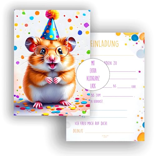 Edition Colibri 10 Einladungskarten Kindergeburtstag Mädchen und Kinder, Tier Geburtstag, coole, lustige Einladungen, Katze, Einladungskarten Teenager von Edition Colibri