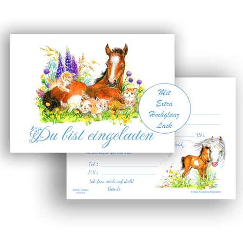 Edition Colibri 10 Einladungskarten Kindergeburtstag Pferde, A6, Partyeinladung für Reiterhof Geburtstag, Einladung zum Geburtstag Junge und Mädchen Edition Colibri 10 Einladungskarten Kindergeburtstag Pferde, A6, Partyeinladung für Reiterhof Geburtstag, Einladung zum Geburtstag Junge und Mädchen von Edition Colibri