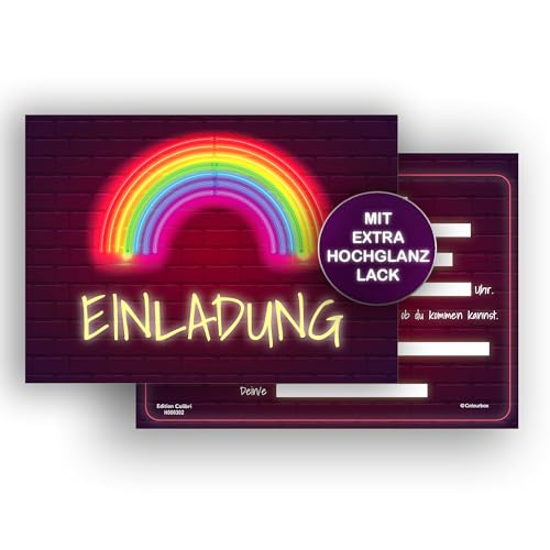 Edition Colibri 10 Einladungskarten Kindergeburtstag Regenbogen neon, A6, Partyeinladung Pride, Einladung Geburtstag/Mottoparty Junge und Mädchen Edition Colibri 10 Einladungskarten Kindergeburtstag Regenbogen neon, A6, Partyeinladung Pride, Einladung Geburtstag/Mottoparty Junge und Mädchen von Edition Colibri