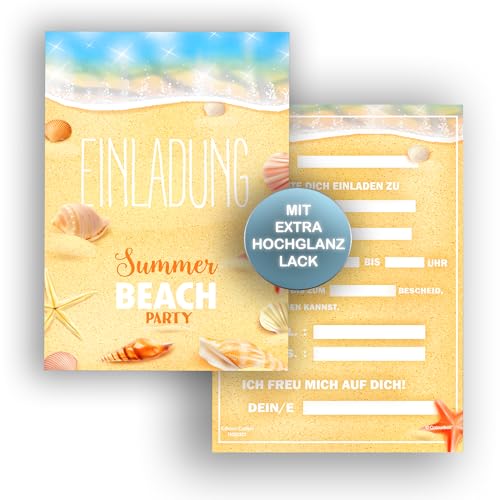 Edition Colibri 10 Einladungskarten Sommerfest, Sommerparty, Strandparty, Einladung Grillen, BBQ, Schwimmbad, A6, Partyeinladung von Edition Colibri