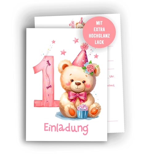 Edition Colibri 10 Einladungskarten zum 1. Geburtstag Mädchen & Jungen – Bär mit Ballons, süße Geburtstagseinladung für Kinder, Premium Qualität, A6 Edition Colibri 10 Einladungskarten zum 1. Geburtstag Mädchen & Jungen – Bär mit Ballons, süße Geburtstagseinladung für Kinder, Premium Qualität, A6 von Edition Colibri