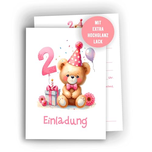 Edition Colibri 10 Einladungskarten zum 2. Geburtstag Mädchen & Jungen – Bär mit Ballons, süße Geburtstagseinladung für Kinder, Premium Qualität, A6 Edition Colibri 10 Einladungskarten zum 2. Geburtstag Mädchen & Jungen – Bär mit Ballons, süße Geburtstagseinladung für Kinder, Premium Qualität, A6 von Edition Colibri
