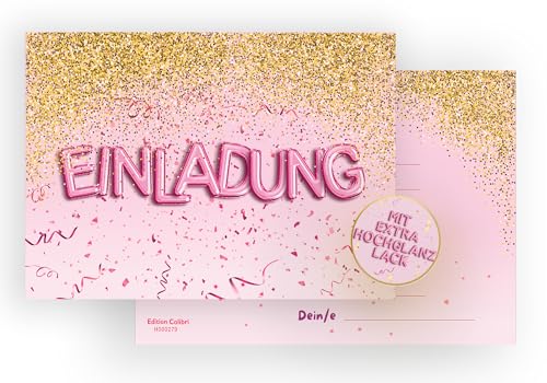 Edition Colibri 10 Geburtstagseinladungskarten für Mädchen und Jungen, Pink und Gold Glitzer, Top Model Party, Einladung zum Kindergeburtstag Edition Colibri 10 Geburtstagseinladungskarten für Mädchen und Jungen, Pink und Gold Glitzer, Top Model Party, Einladung zum Kindergeburtstag von Edition Colibri