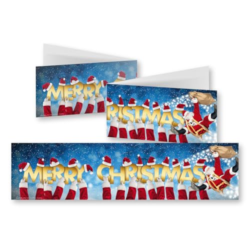 Edition Colibri 10 lustige Weihnachtskarten im Set mit Umschlag: DIN Lang (42 x 10,5 cm), Klappkarten mit Weihnachtsmann/Weihnachtsmänner (11159) von Edition Colibri