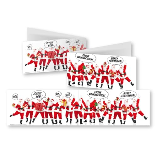 Edition Colibri 10 lustige Weihnachtskarten im Set mit Umschlag: DIN Lang (42 x 10,5 cm), mehrsprachige Klappkarten mit Weihnachtsmann (11157) von Edition Colibri