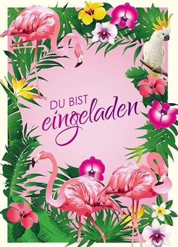 Edition Colibri 10-er Set FLAMINGO-PARTY Einladungskarten zum Kindergeburtstag oder Hawaii-Aloha/Sommer- / Garten-Party (11143) von Edition Colibri