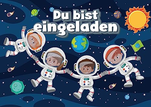 Edition Colibri 10-er Set ASTRONAUTEN Einladungskarten zum Kindergeburtstag oder zur Weltraum/Kosmos-Party (11134) von Edition Colibri