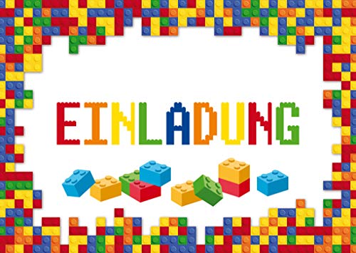 Edition Colibri 12 Einladungskarten BUNTE BAUSTEINE zum Kindergeburtstag für Mädchen und Jungen, Einladungen zum Lego-Spielen (11073) von Edition Colibri