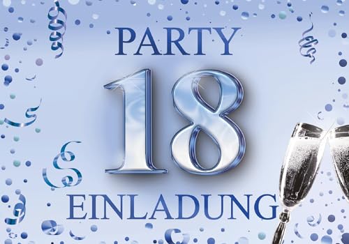 Edition Colibri Einladungskarten Geburtstag, 10 Stück, Format A6, Karten-Set, Einladung zum Beschriften, Party (Blau, 18) von Edition Colibri